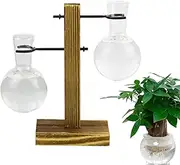 Propagation Vases for Plants - Propagate Plant Holder Test Tube Hydroponic Rack with Wooden Stand | Vase Jars, Glass Hydroponic Container for Women, Mom