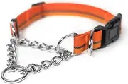 Mighty Paw Martingale Dog Collar 2.0 | Trainer Approved Limited Slip Collar with Stainless Steel Chain & Heavy Duty Buckle - Modified Cinch for Gentle & Effective Pet Training - Large, Orange