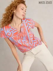 White Stuff Red/Blue Nelly Notch Neck T-Shirt (AN3428) | $68