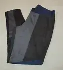 HUE Women's NWT Large Colorblock Microsuede Legging Blue Black Grey