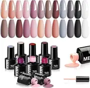 MEFA Gel Nail Polish Set, 12 Colors Nude Neutral Gel Polish Black White Nude Pink Nail Polish Gel Burgundy Red Gray Gel Nail Collection Popular Classic Nail Art Manicure DIY Salon Home Gifts for Women