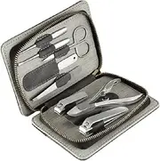 Manicure Set 8-Piece for Women Men Nail Clippers Stainless Steel Manicure Kit Facial, Cuticle and Nail Care (Color : Gray)