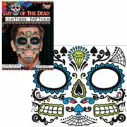 Day of the Dead Sugar Skull Temporary Tattoo - Blue