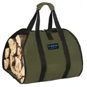 Waxed Canvas Firewood Bag Carrier, Water Resistant Log Tote Wood Carrying Bag