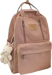 [Generic] Multi-Functional Shoulder Bag for School Or Travel Large Capacity and Fabric Multiple Compartments Nylon Schoolbag, Pink, 32 * 12 * 42cm