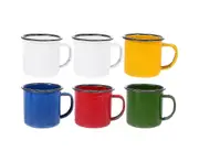 6pcs Handheld Enamel Mugs Retro Style Enamel Cups Colored Enamel Mugs Thick Coffee Milk Mugs