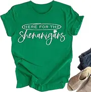 [OCURHU] Womens St Patricks Day Shirt Funny Shenanigans Tshirt Irish Patty's Shamrock Saint Paddy Day Outfits