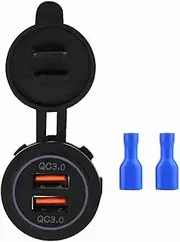 KOSDFOGE Dual QC3.0 Quick Charge Dual USB Socket Power Applicable for Car Motorcycle Boat 12/24V