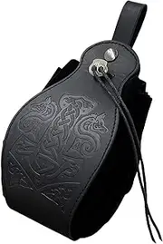 STARTIST Drawstring Pouch Nordic Comfortable PU Leather Dice Purse for Cosplay Men Women, Wolf Hammer