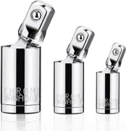 3PCS Universal Joint Socket Set, 1/4” 3/8” 1/2” Drive Swivel Socket Adapter Set,