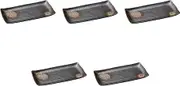 Set of 5 Black Crystal Hottke Dish [13.4 x 17.7 x 1.0 inches (2.5 cm) | Oblong Plate (Extra Large) Setomonohonpo