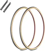 2pcs 700x23C Road Bike Tire | Bicycle Replacement Accessories Featured with Puncture Protection | Tyres with Pair Levers for Mountain Hybrid Ebike Cycle Race Touring | Gum Side Wall