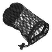 6.7"x 4.3" Nylon Mesh Net Bag Drawstring Pouch for Golf Ball Storage Black