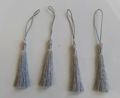 Silver Shiny Mini Tassel Charm DIY Art Work Craft Sewing Home Decor Pack of 4