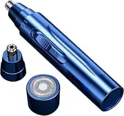 Ear and Nose Hair Trimmer for Men, Double Head Blades Electric Nose Ear Hair Trimmer Fast Trimming Stainless Steel Blade Powerful Beard Clipper(Blue)
