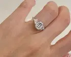 3CT Emerald & Trillion Cut Moissanite Three Stone Engagement Ring 14K White Gold