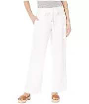 NEW ANNE KLEIN WHITE LINEN DRAWSTRING WAIST WIDE LEG PANTS SIZE L $89
