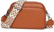 [MAIABLEAU] Small Crossbody Bag with Wide Guitar Strap Camera Purse Shoulder Handbag Satchel Leather Clutch Tote
