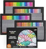 Shuttle Art Fineliner Pens, 100 Colors 0.38mm Fineliner Color Pen Set Fine Line Drawing Pen Fine Point Markers Perfect for Adult Coloring Books Drawing and Journal Art Projects