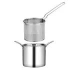 Deep Fry Pan with Handle Kitchen with Strainer Easy to Clean Fryers Frying Pot