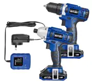 XU1 Blue 2 Piece Cordless DIY Kit 18V Drill Impact Driver w/ Battery Charger