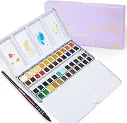 LIGHTWISH Watercolor Paint Set, 48 Colors Professional Watercolor Paint with Watercolor Brushes, Travel Watercolor Set for Artists and Crafters, Art Supplies for Adults