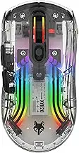 Mengshen Transparent Wireless Mouse, Rechargeable Gaming Mice with Colorful RGB Backlit 5 Level DPI Silent Click Comfortable Ergonomic for PC Computer Laptop Esports Gamer (Black)