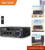 Stereo Audio Amplifier,300W Home 2 Channel Wireless Bluetooth 5.0 Power Ampli...