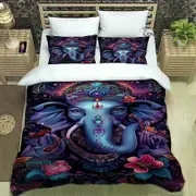 v1187 Bed Sheets Retro Ganesha printed Bedding Sets exquisite supplies set duvet cover bed comforter set bedding set luxury birthday gift 3-Piece Bedd