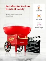 Retro Cotton Candy Machine for Kids – Hard Candy Floss Maker, 500W Red
