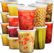 JoyServe Deli Food Containers with Lids - (16 Sets) 8-32 Oz Quart Size & 8-16 Oz Pint Size Airtight Food Storage Takeout Meal Prep Containers, BPA-Free, Dishwasher, Microwave Safe