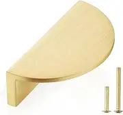 [QOGRISUN] 2-Pack Solid Brass Cabinet Pulls, Gold Half Moon Drawer Dresser Handles, 2-1/2-Inch Hole Center, 3-Inch Overall Length, Kitchen Cupboard Hardware, Brushed Brass Finish