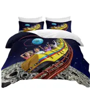 Cool Funny Kids Roller Coaster to the Moon Quilt Cover