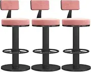 Luxury Barstool Modern Barstools Set of 3 Swivel Velvet Bar Stool Counter Height Bar Chairs Adjustable Height for Home Bar Kitchen Island Chair-Pink+Black