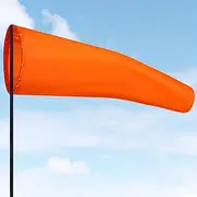 Shimeyao 18 x 60 Inches Airport Windsock, 1 Pcs Outdoor Hanging Heavy Duty Orange Windsock and 3 Pcs Dual Swivel Clips for Outdoors Airport Wind Direction and Strength Indicating