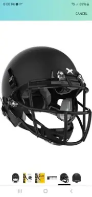 New Zenith Youth Y2E+ Matte Black Football Helmet Size Youth Medium