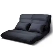 Artiss Floor Lounge Sofa Bed 2-seater Charcoal Suede