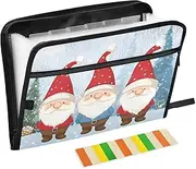 Quteprint 13 Pockets Expanding File Folder with Zipper Closure, Christmas Tree Gnomes Accordion File Folder with Sticky Labels, Letter Size A4 Papers Expandable File Document Organizer