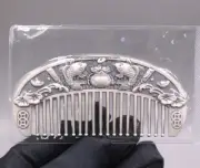 Pure S999 Fine Silver 999 Comb Lucky Women Fish Bag Coin Comb 46-47g 3.7inch L