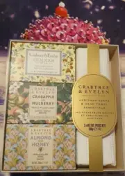 Crabtree & Evelyn Heritage Soaps & Hand Towel Essentials Gift Pack 3 X 200g