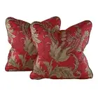 Pair 18" Pillow Covers Vicki Payne Free Spirit Brown Pink Botanical Floral Leaf
