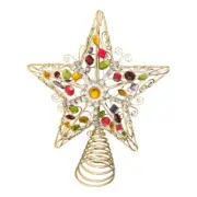 10" Metal Jeweled gold Star Tree Topper