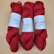 Set of 3 Yarn, Robin Turner Back to Basics 100% Fine Pima Cotton 220yds/Fire Red