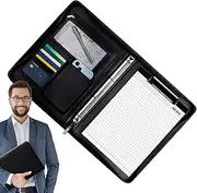 Business Leather Padfolio for Men, A4 Writing Pad with Binder, Resume Legal Padfolio Folder, Leather Organizer with Notepad, Professional for Men & Women, Elegant Padfolio for Business
