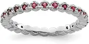 [Stackable Expressions] 925 Sterling Silver Polished Prong set Patterned Stackable Created Ruby Ring Size 6-Stackable-Ring for Women