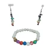 Beautiful Chakra Stones Earrings and Matching White Lava Stone Chakra Bracelet.