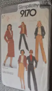 Simplicity 9170 Misses Skirt Pants Lined Jacket Pattern Sz 12 Uncut