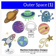 Embroidery Design Set - Outer Space - 9 designs - 9 Formats - USB Stick