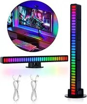 TobeBright Voice Activated LED Light Bar, Gaming LED Light Bar, RGB Music Rhythm Light, Wireless Rechargeable RGB Light bar - Noise Cancellation Perfect for Music, Gaming, Party, TV, etc(2 Pack)