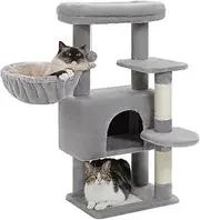 PAWZ Road Cat Tree for Indoor Cats, 88cm Cat Tower with Top Perch, Cozy Hammock, Large Condo, Scratching Posts and Pad, Kitten Climbing and Dangling Ball